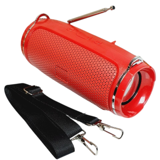 Bezdrátový Bluetooth reproduktor A39 červený: 6W, TWS, FM rádio, popruh